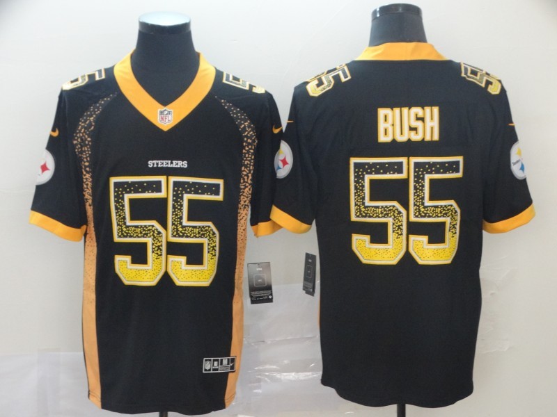Men's Pittsburgh Steelers Devon Bush Jr. #55 Black Jersey